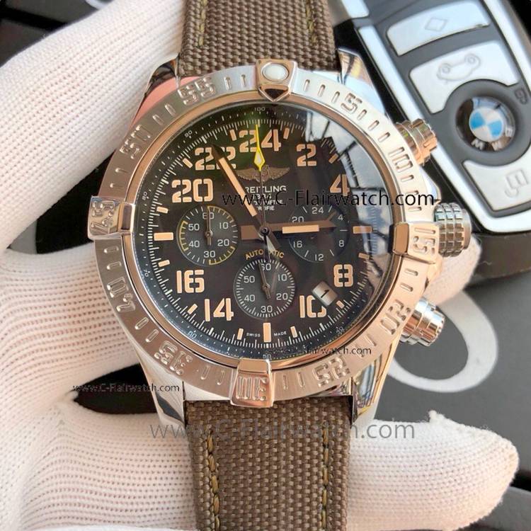 Fake Breitling Avenger Hurricane Watches SS Leather Strap